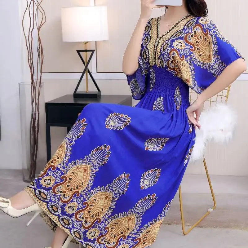 Morya | Boho-lange jurk voor dames – Casual maxi-zomerjurk met print