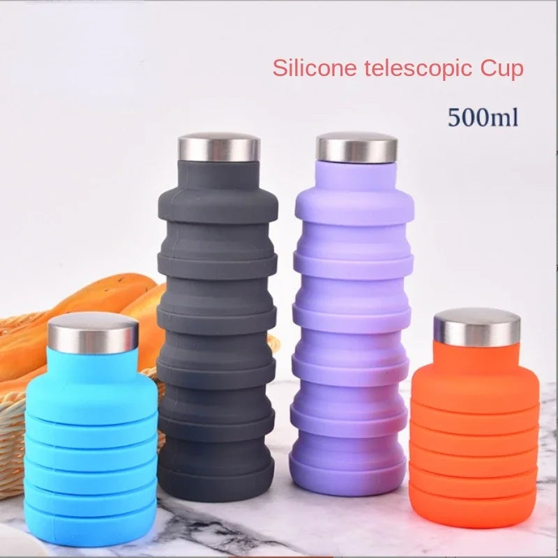 FoldaBottle | Opvouwbare Waterfles 500 ml – Reis- en Sportschool Fles van Opvouwbaar Siliconenmateriaal