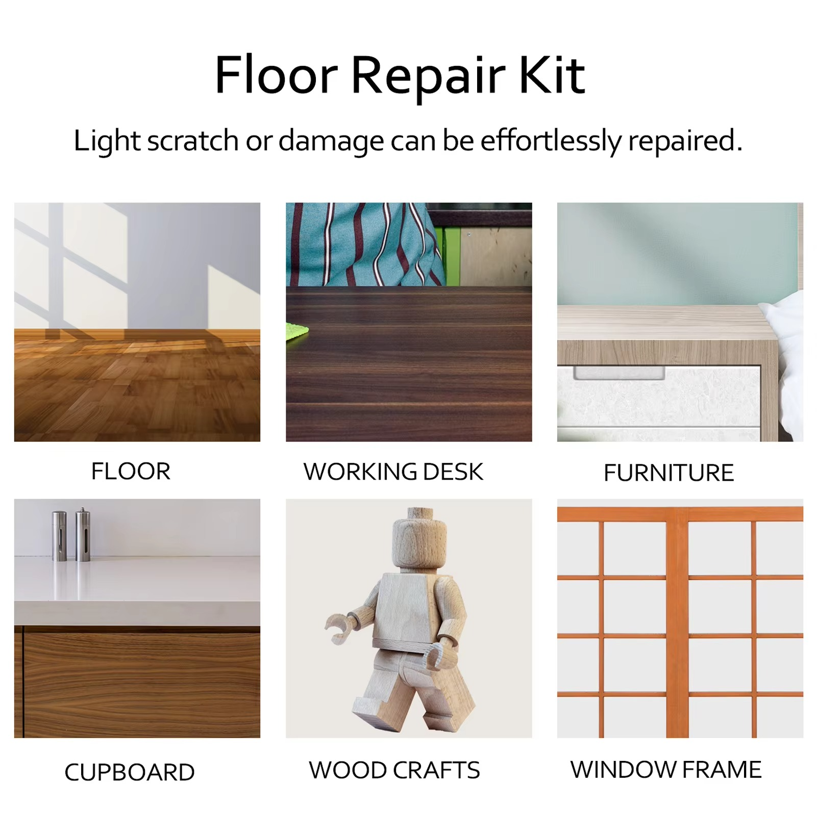 WoodFix | Reparatieset voor laminaat- en houten vloeren – Vulmiddel voor krassen en scheuren, oppervlakteherstel