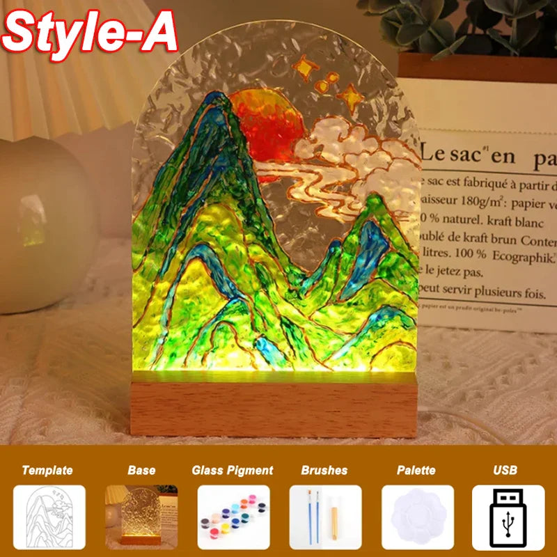 PaintLume | DIY acrylglas Schilderen Nacht Licht Set - Creatieve Kunst Ambacht met LED-licht