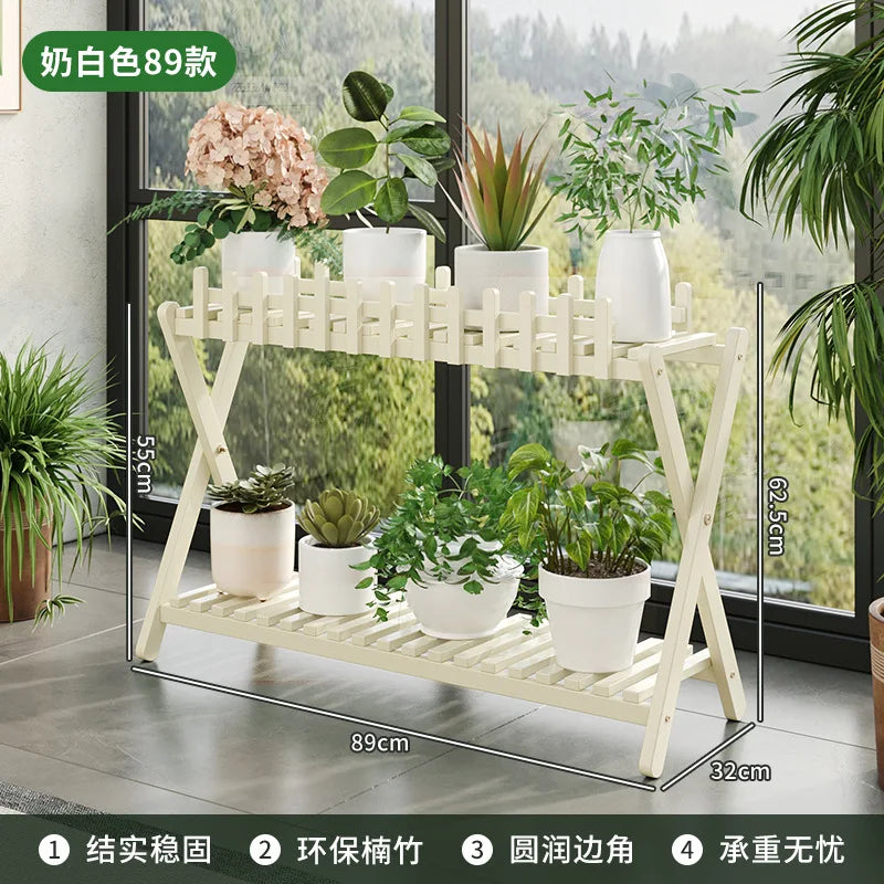 EcoTrellis | Bamboo VerdeShelf plantenstandaard met twee niveaus en latwerk
