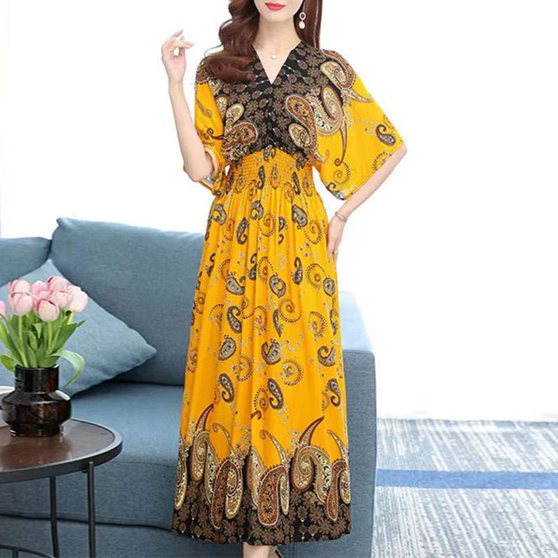 Morya | Boho-lange jurk voor dames – Casual maxi-zomerjurk met print