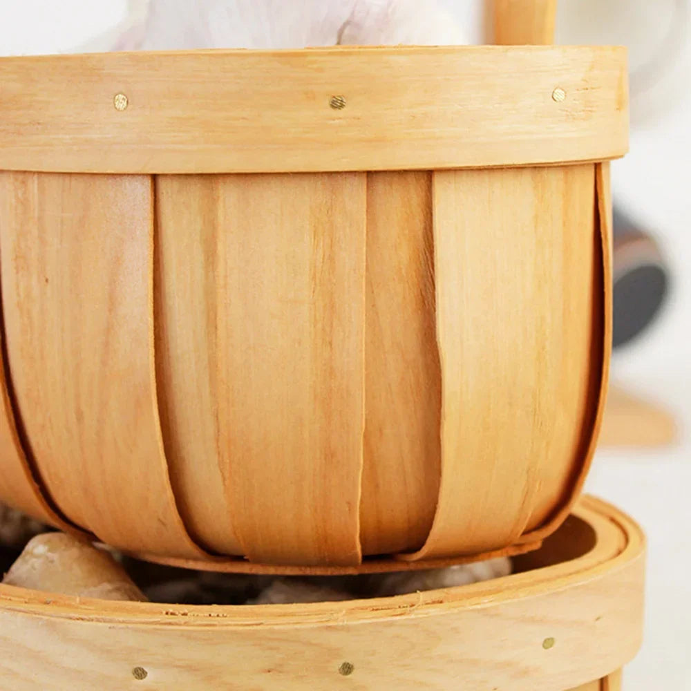 Baskette | Handgemaakte houten Franse Marktmand - Rustieke Opbergruimte