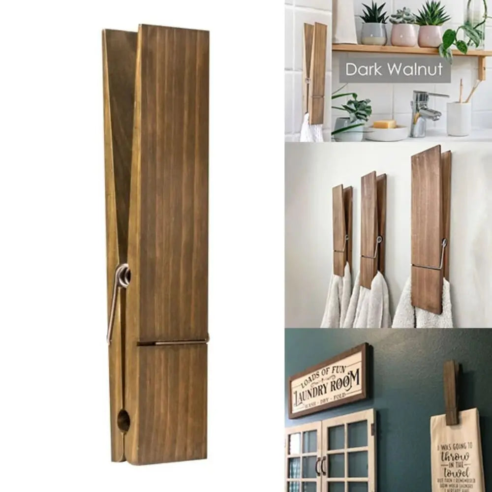 TowelGrip | Houten wasknijper handdoekhouder - moderne badkamerhaak