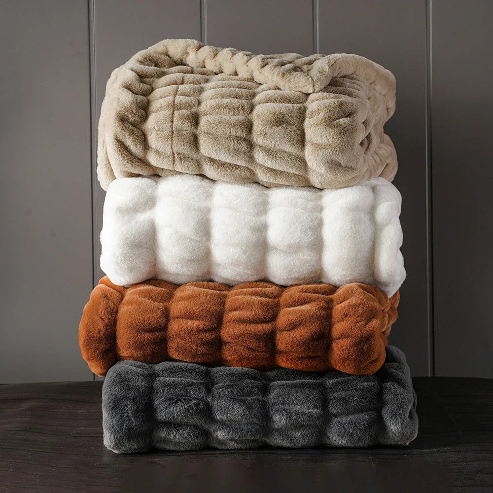 Velvish | Luxe Faux Konijnenbont Deken - Zacht Pluche Decoratief Dekbed en Beddeken, Knusse Winterwarmte