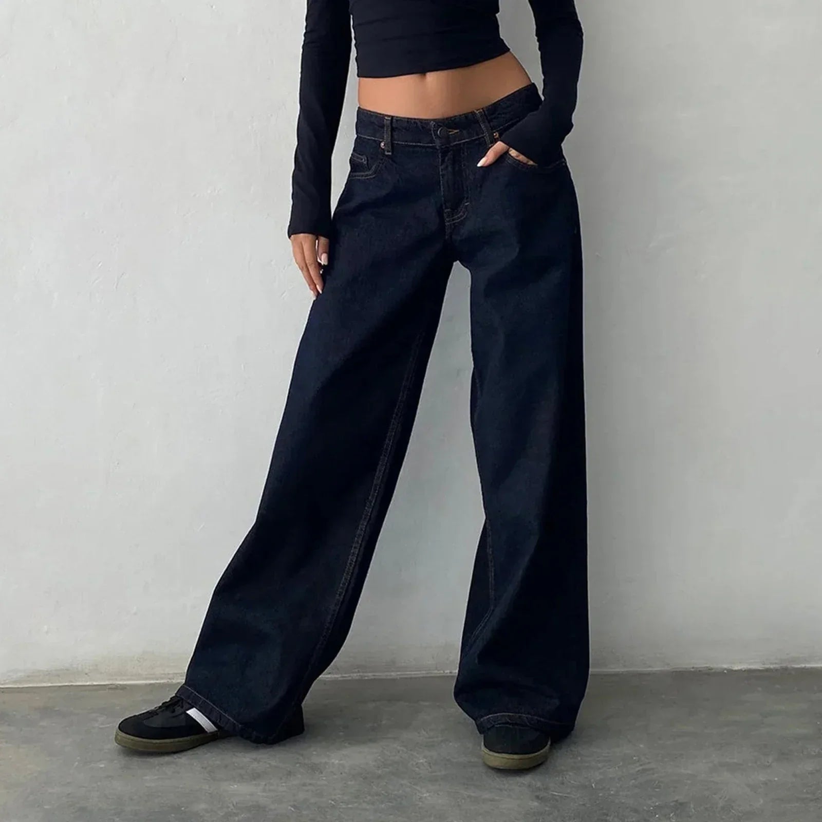 Solira | Dames Y2K Loszittende Denim Broek – Baggy, Lage Taille, Wijde Pijpen Streetwear Jeans