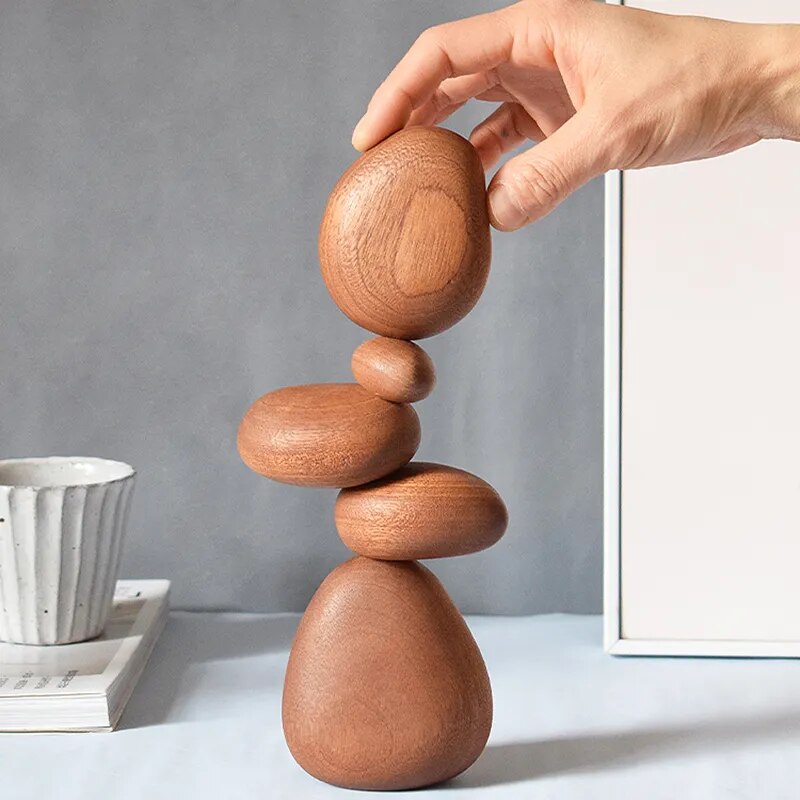 ZenBalance | Creatieve Houten Steenvorm Zen Decor voor Huis & Kantoor - Moderne Meditatie Kunst