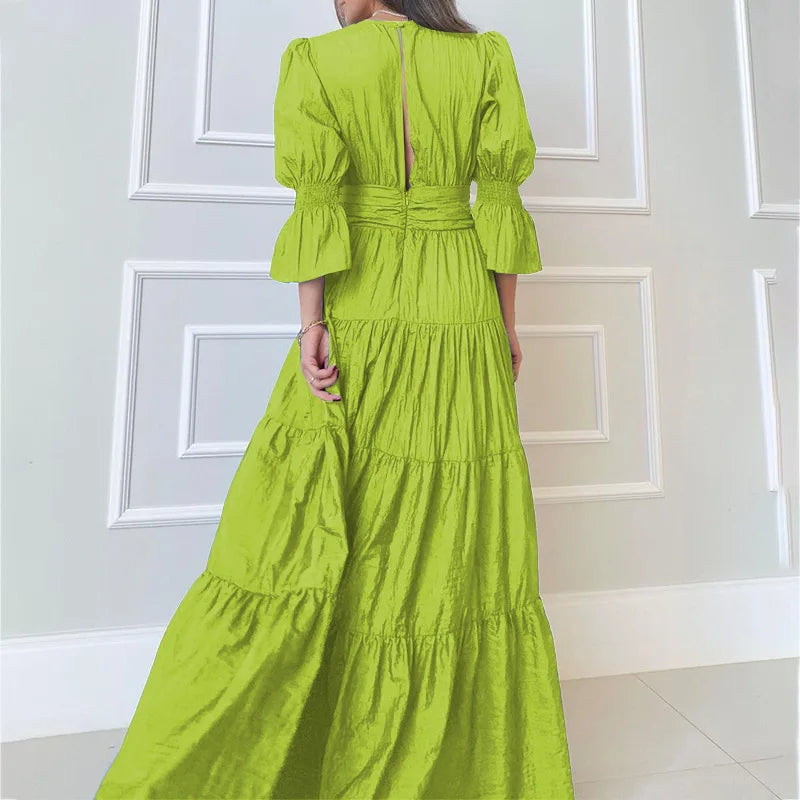 Zinnia | Gedrapeerde maxi-jurk voor dames – Elegante, lange, soepel vallende casual jurk