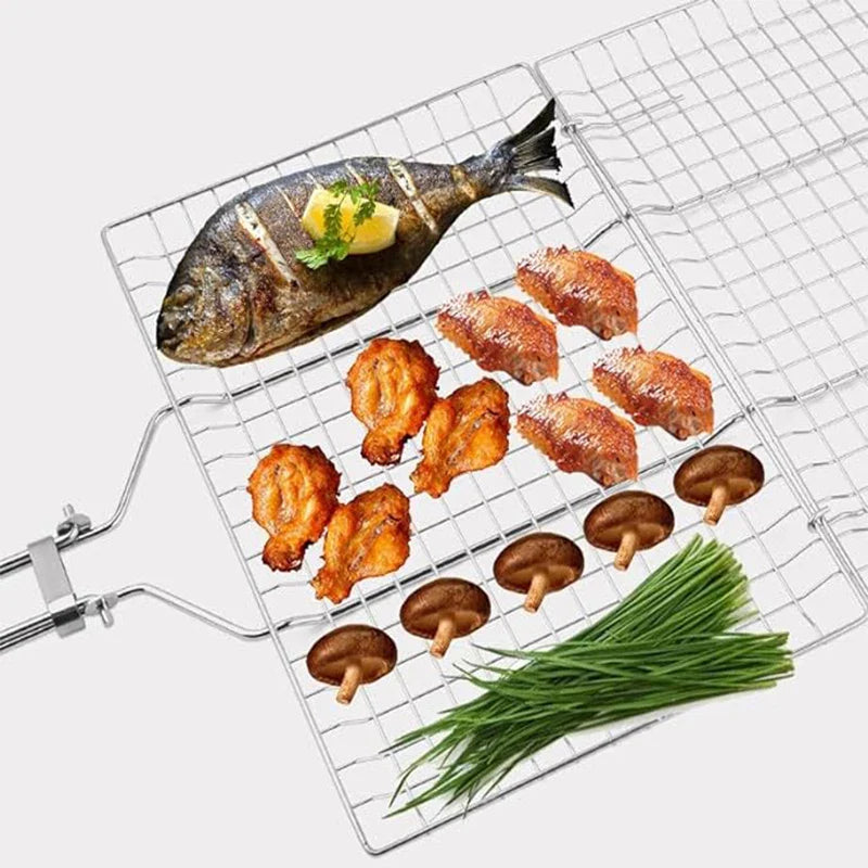 BBQube | Grillmand met handvat - Draagbaar grillgereedschap voor vis, groenten en garnalen