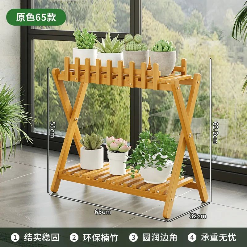 EcoTrellis | Bamboo VerdeShelf plantenstandaard met twee niveaus en latwerk