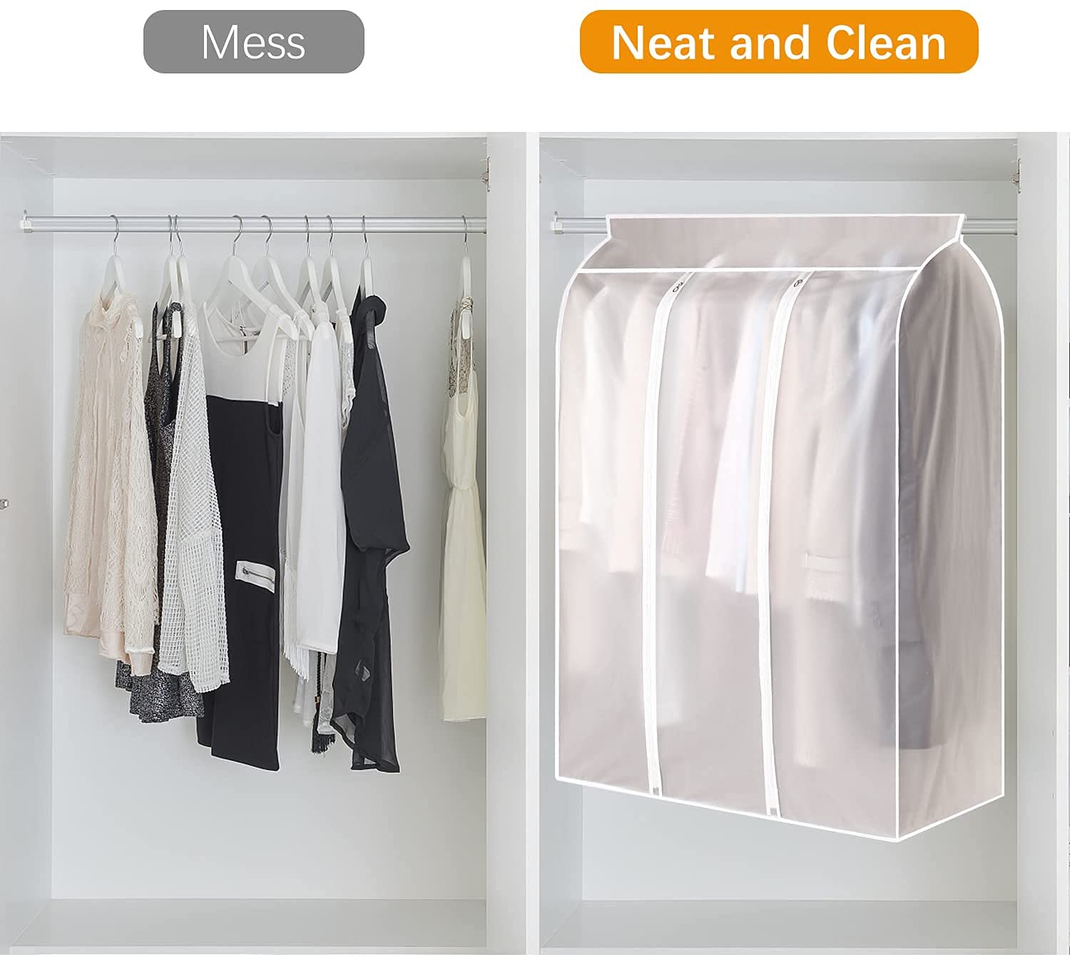 ClosetCocoon | Stofdichte kledinghoes - Ademende garderobe-organiser, Transparant & Opvouwbaar