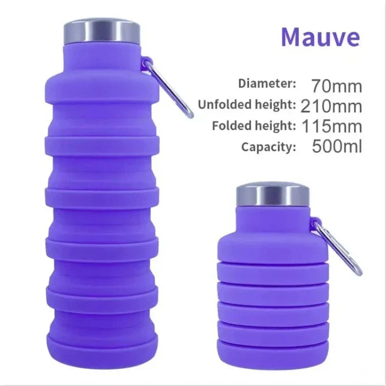 FoldaBottle | Opvouwbare Waterfles 500 ml – Reis- en Sportschool Fles van Opvouwbaar Siliconenmateriaal