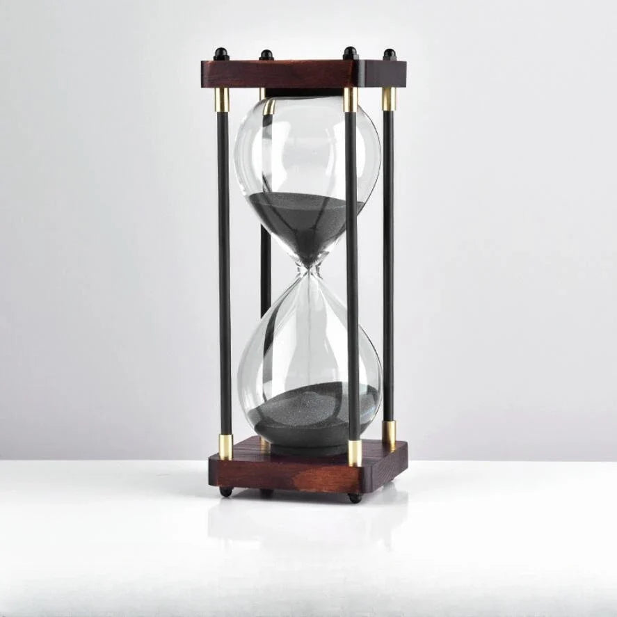 HourLuxe | Klassiek Zandloper met Houten Standaard, Zandloper Home Decor, Bureau Ornament