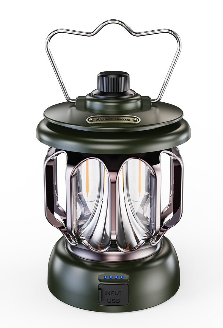 GlowBank | Retro LED Campinglamp Powerbank – Oplaadbare Draagbare Lantaarn