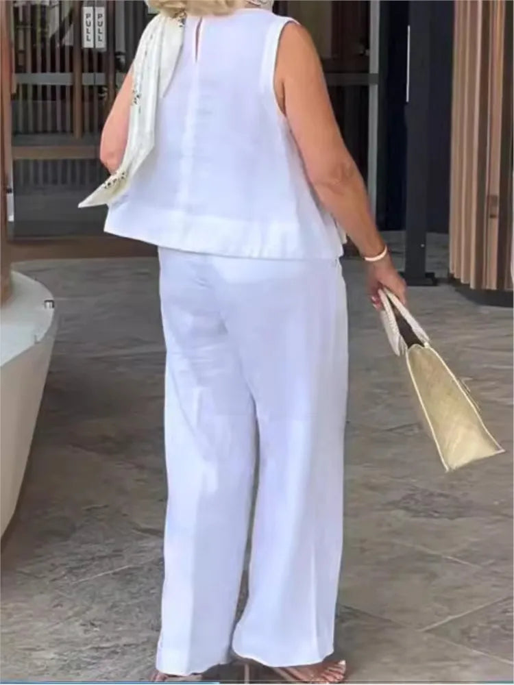 Jylia | Zomerse linnen set voor dames – Casual tweedelige outfit van katoenmix