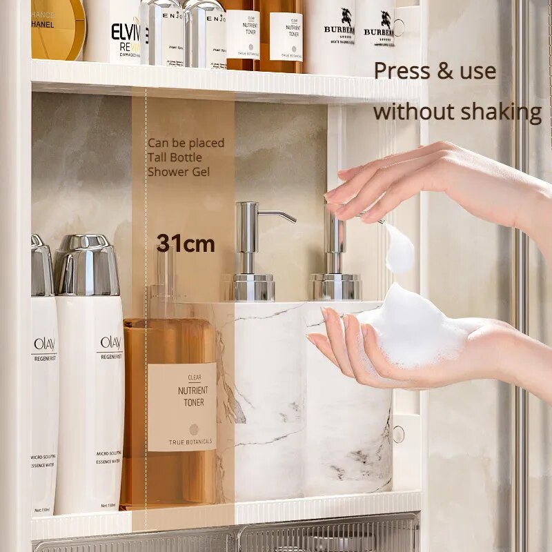 ShelfSnap | Punch-free badkamer organiser plank - Wand gemonteerde opslag voor badkamer benodigdheden, geen boren nodig