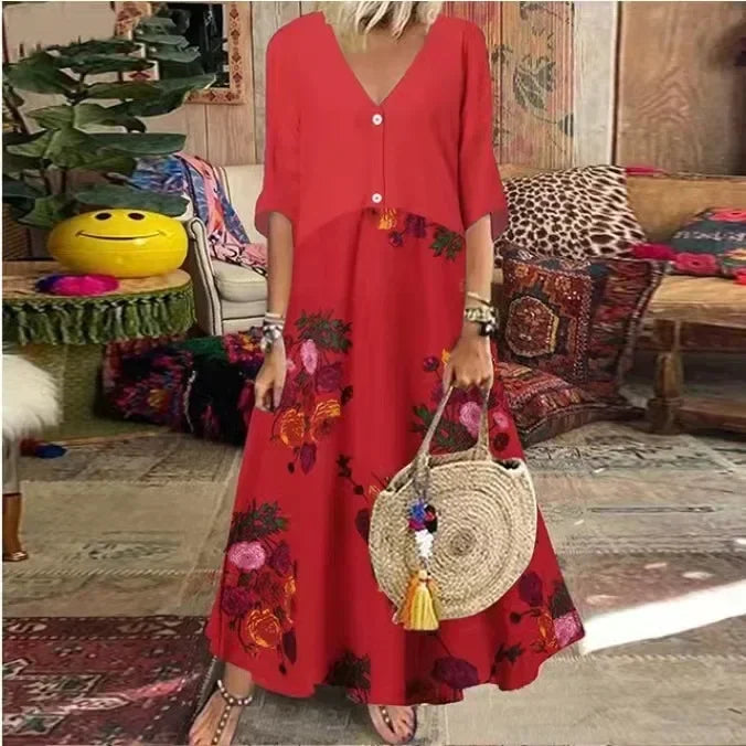 Rovia | Zomerse maxi-jurk voor dames – Elegante, casual lange jurk met print