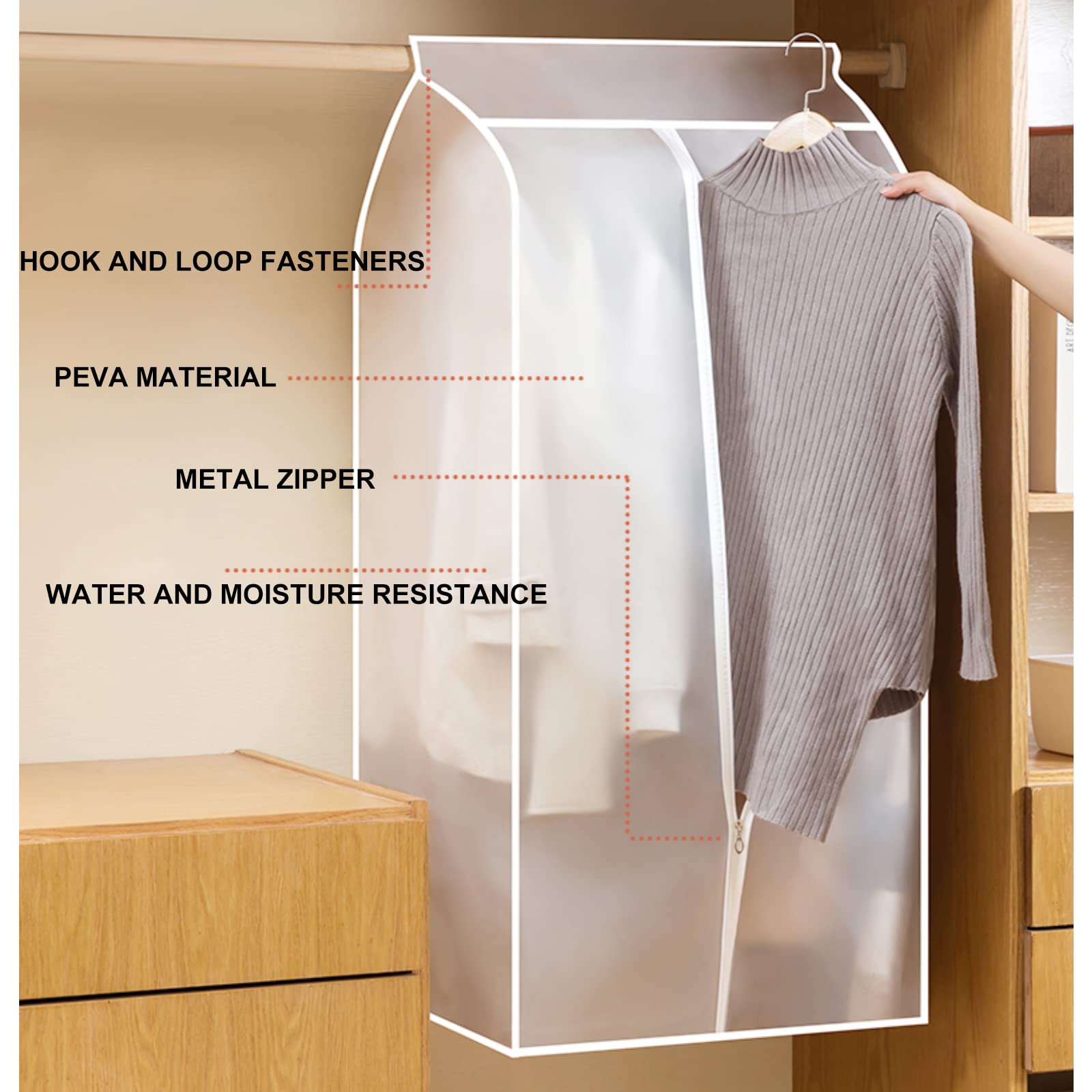 ClosetCocoon | Stofdichte kledinghoes - Ademende garderobe-organiser, Transparant & Opvouwbaar