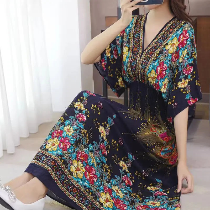 Morya | Boho-lange jurk voor dames – Casual maxi-zomerjurk met print