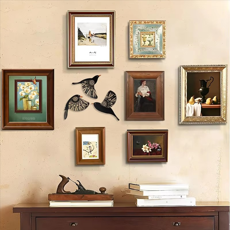 SkyVibe | Geestvogels van harmonie Wanddecoratie – Set van 5 stuks, 3D metalen woondecoratie, handgemaakt, accent voor woonkamer en slaapkamer