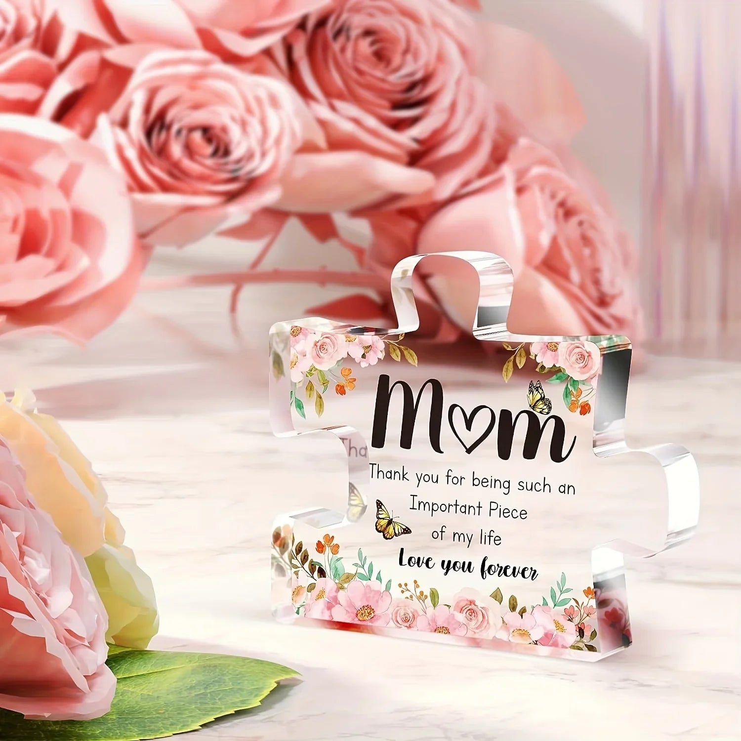 MomPiece | Acryl Puzzelstuk - Hartelijk Moederdagcadeau met Persoonlijke Boodschap
