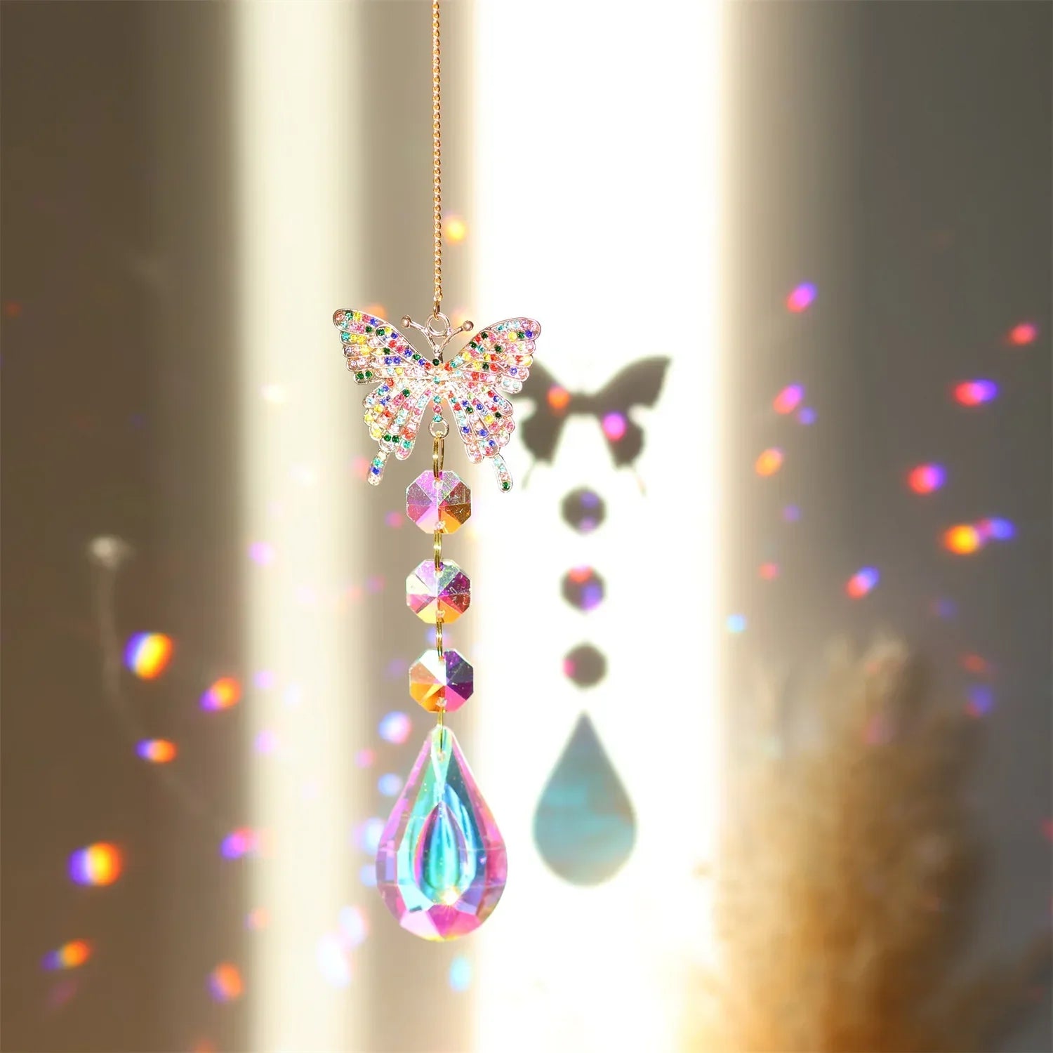 CrystalFlare | Elegante Kwarts Prisma Zonnevanger - Kleurrijke Lichtbreking, Raam Ophangen
