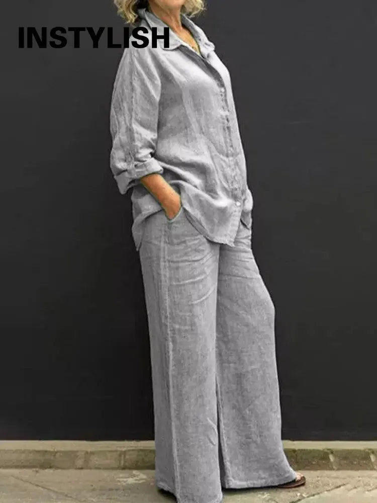 Yalia | Linnen set voor dames – Vintage, nonchalante zomeroutfit