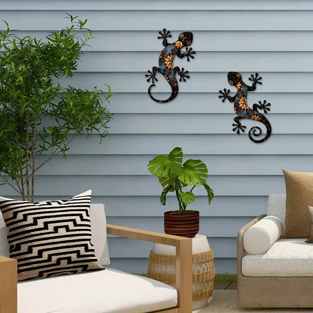 GeckoArt | Mozaïek Gecko Wanddecoratie – Metalen Tuin- & Binnenwandkunst