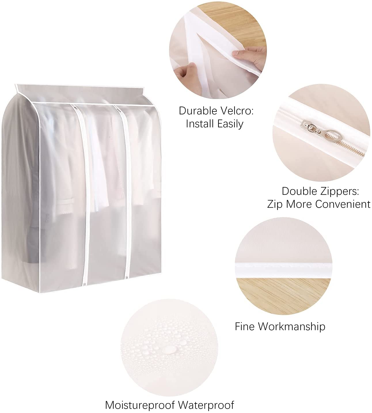ClosetCocoon | Stofdichte kledinghoes - Ademende garderobe-organiser, Transparant & Opvouwbaar
