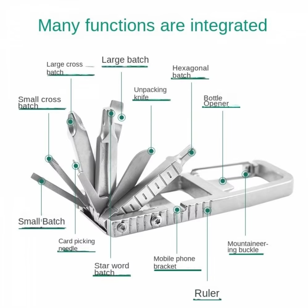 HandiX | 12-in-1 mini multitool  sleutelhanger, flesopener en schroevendraaier (5 stuks)