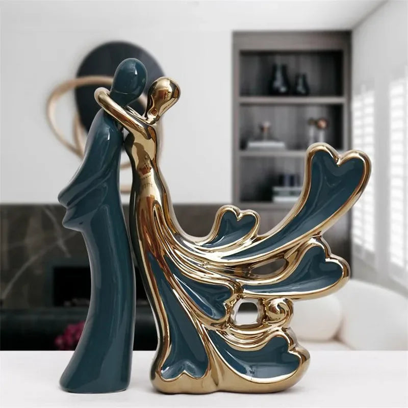 Amoura | Romantisch Koppelbeeldje – Modern Hars Liefdesbeeld, Woondecoratie Sculptuur
