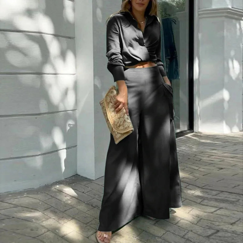 Jalia | Zomerse tweedelige set voor dames – crop top en palazzo-broek, casual outfit