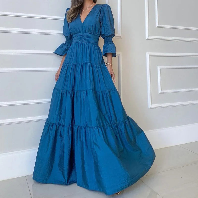 Zinnia | Gedrapeerde maxi-jurk voor dames – Elegante, lange, soepel vallende casual jurk