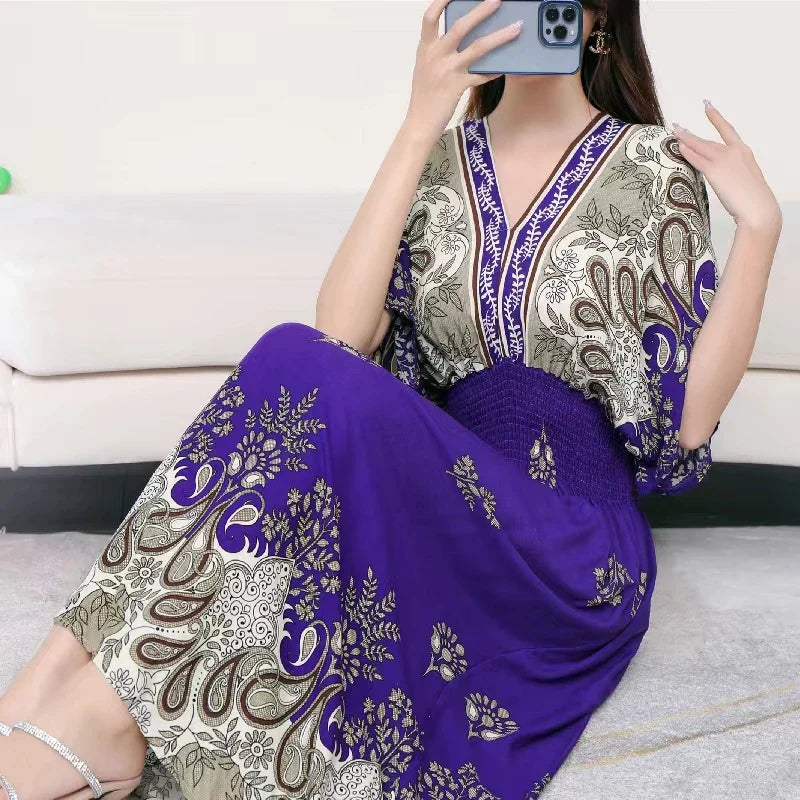 Morya | Boho-lange jurk voor dames – Casual maxi-zomerjurk met print