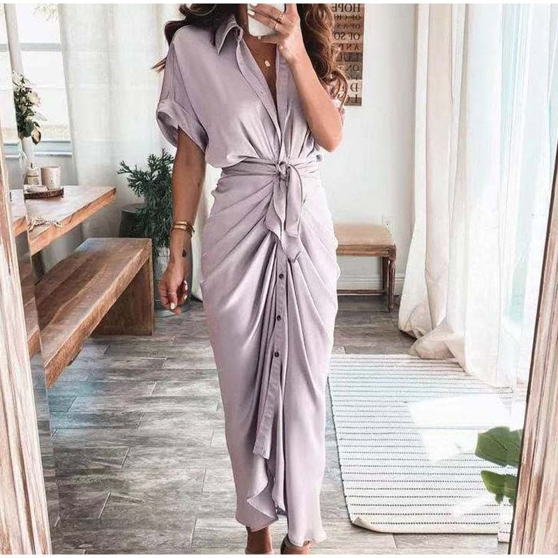 Haliara |Dames Luxe Maxi Wikkeljurk – Elegante Zwierige Wikkeljurk