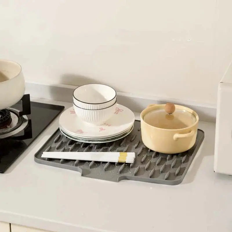 Padelle | Silicone droog- en hittebestendige mat - flexibele antislip onderzetter, BPA-vrije borden droogmat