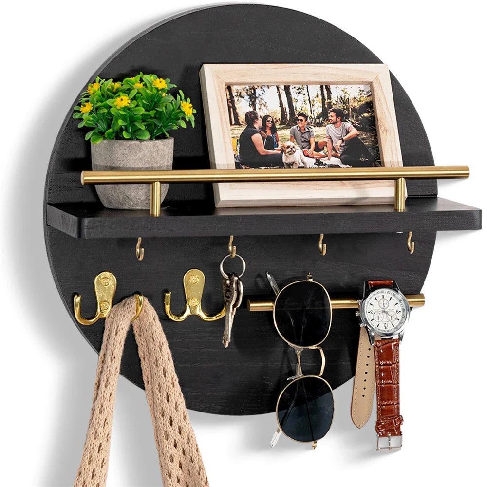 PureDecor | Milieuvriendelijke houten wandhouder voor sleutels – Sleutelrek voor hal en woonkamer