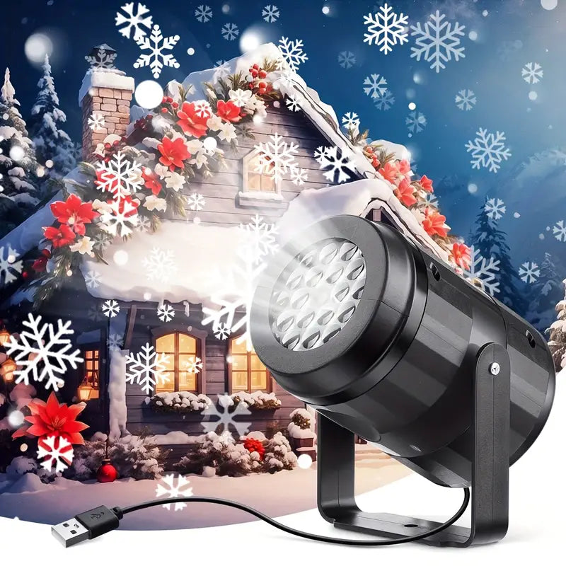 FrostFlicker | Witte Sneeuw Kerst Projector - LED Sneeuwvlok Licht voor Binnen & Buiten Vakantie Decoratie