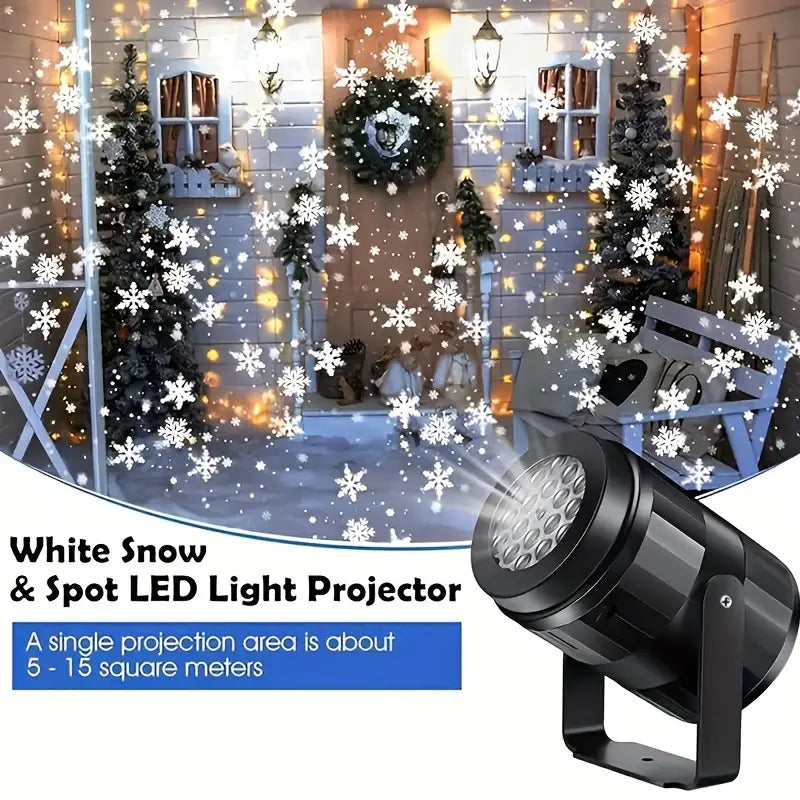 FrostFlicker | Witte Sneeuw Kerst Projector - LED Sneeuwvlok Licht voor Binnen & Buiten Vakantie Decoratie