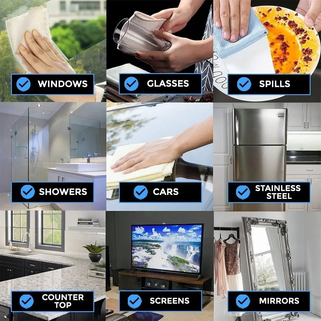 PoliCloth | Streepvrije herbruikbare reinigingsdoekjes voor glas, spiegels, ramen en oppervlakken – pluisvrij