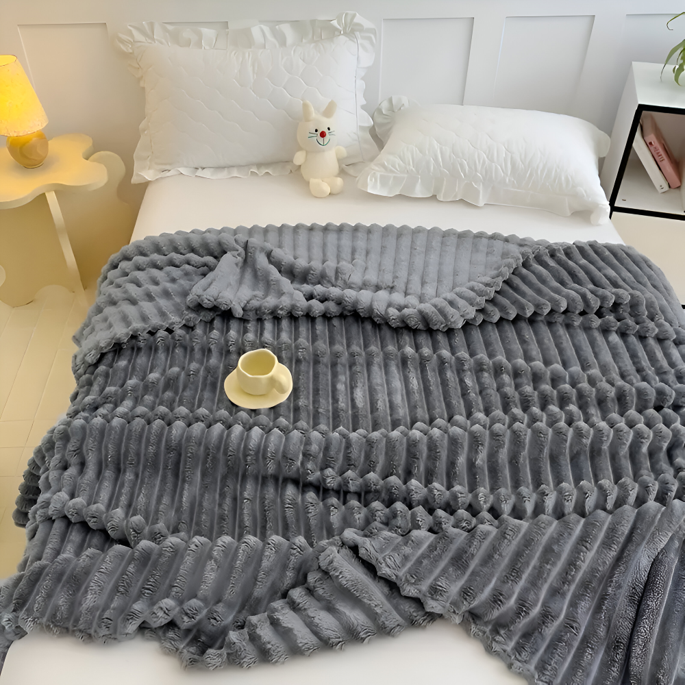 Velvra | Dikke geribbelde fleecedeken – zachte luxe plaid voor op de bank en het bed