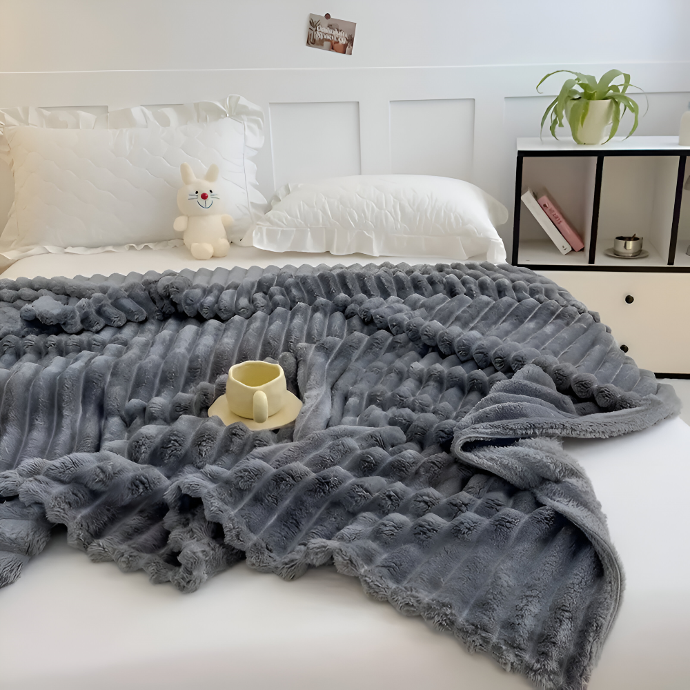 Velvra | Dikke geribbelde fleecedeken – zachte luxe plaid voor op de bank en het bed
