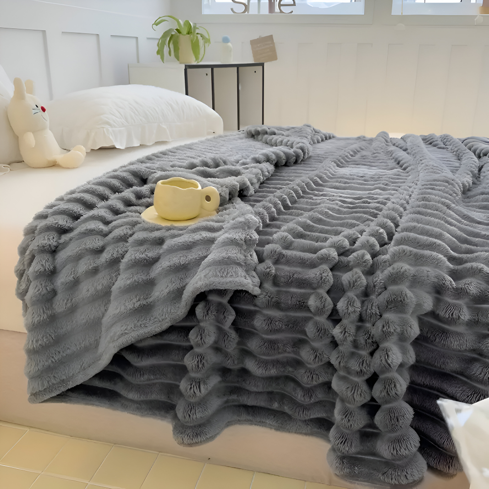 Velvra | Dikke geribbelde fleecedeken – zachte luxe plaid voor op de bank en het bed