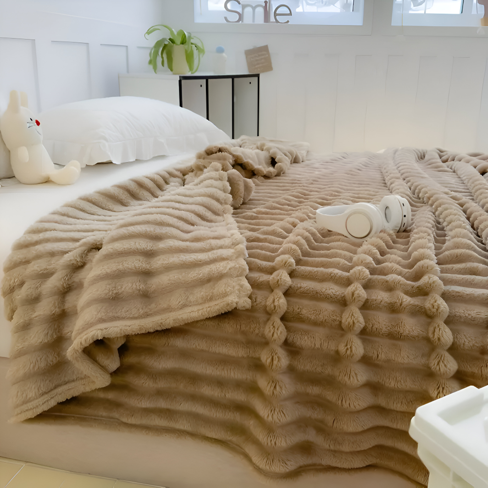Velvra | Dikke geribbelde fleecedeken – zachte luxe plaid voor op de bank en het bed
