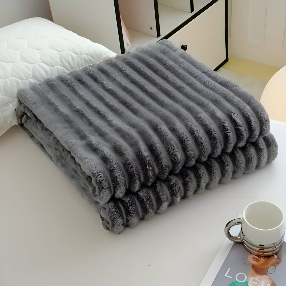 Velvra | Dikke geribbelde fleecedeken – zachte luxe plaid voor op de bank en het bed