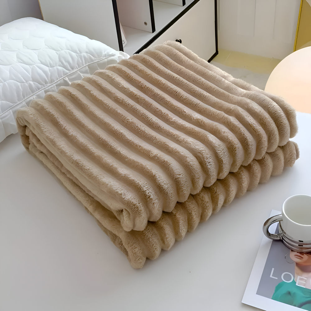 Velvra | Dikke geribbelde fleecedeken – zachte luxe plaid voor op de bank en het bed