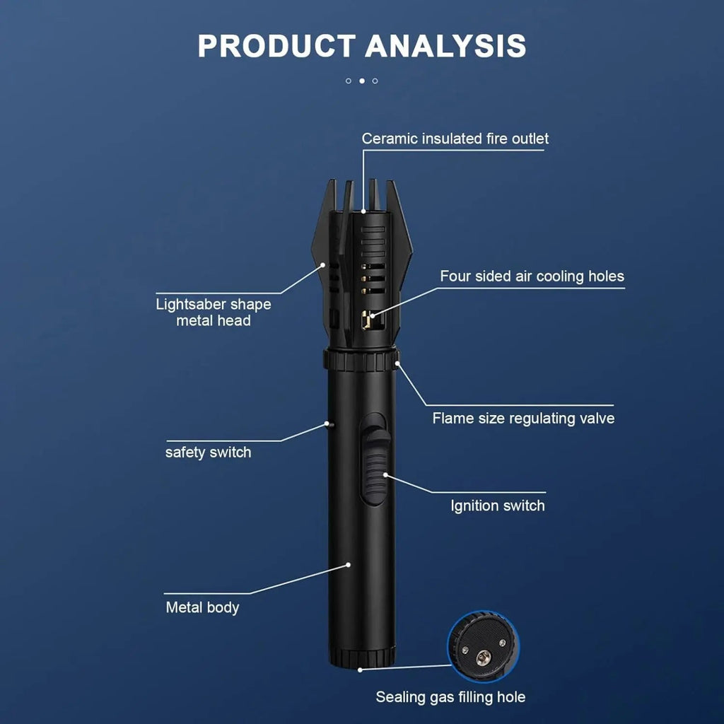 Burnix | Windproof Jet Aansteker - Navulbare Butaan Zaklamp met Verstelbare Vlam