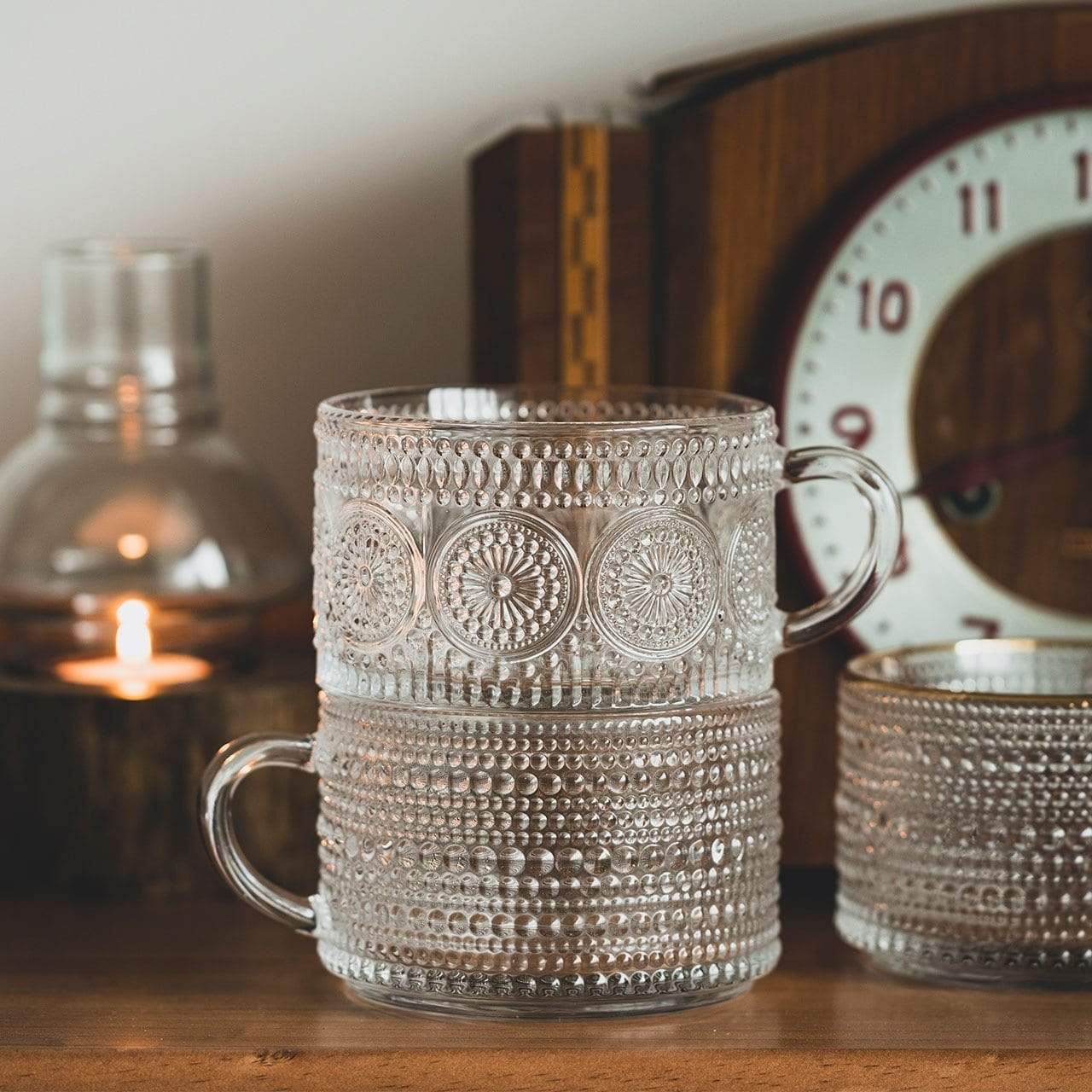 RegalSip | Glas theekopje met gouden lijnen in reliëf - Elegant drinkgerei voor thee en koffie
