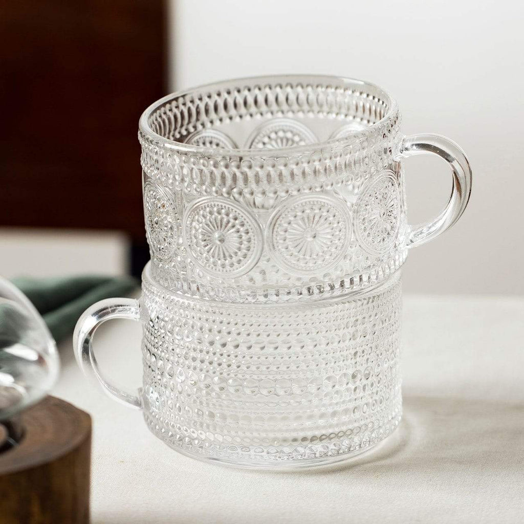 RegalSip | Glas theekopje met gouden lijnen in reliëf - Elegant drinkgerei voor thee en koffie