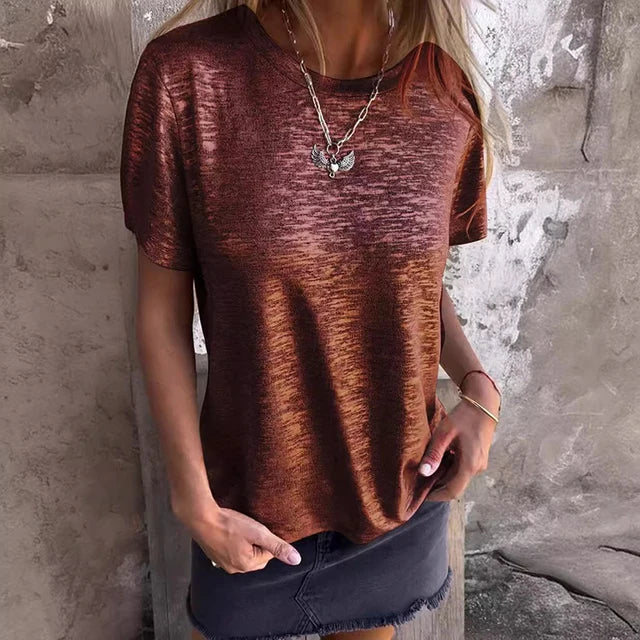 Telia | Dames glanzende metallic blouse, party- & avondtop, trendy casual chic kleding